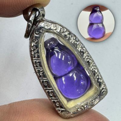 Leklai Naga Eye Stone Bottle Somporn Good Fortune Rich Purple Thai Amulet #17586